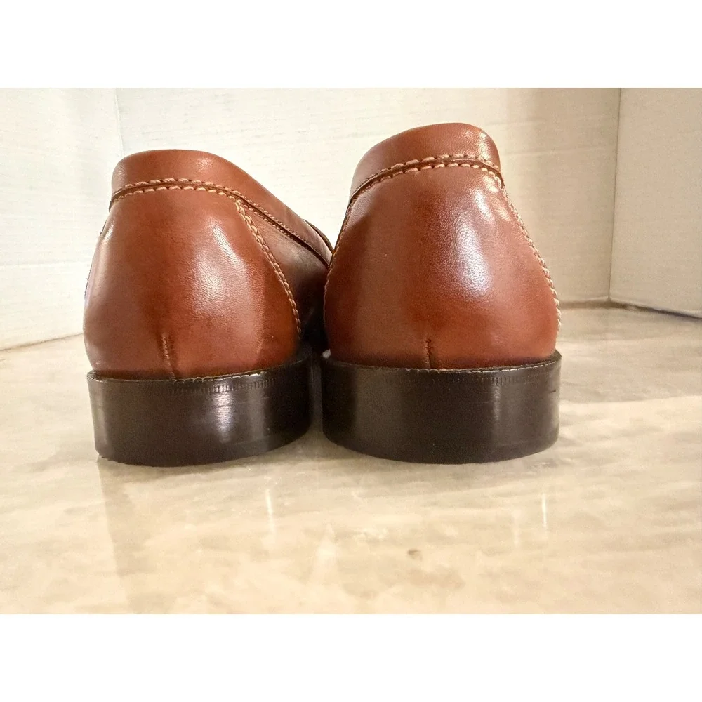 Cole Haan Penny Loafers Mens 10.5 M Brown Leather Moc Toe Slip On E07 01462 Good